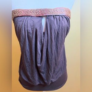 Strapless Top With Leather Accent -S